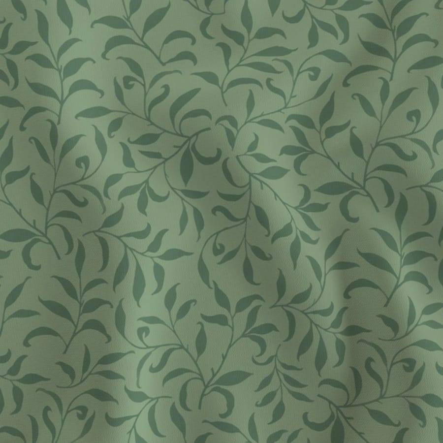 Green Foliage Fabric-non directional, Arts and Crafts inspired organic hand drawn design by Gabrielle Marlow