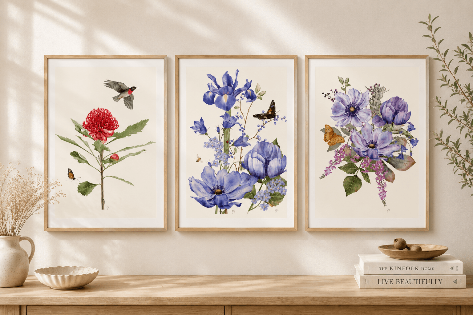 gabrielle studio botanical triptych framed art prints