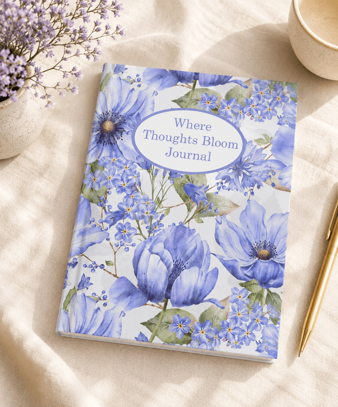 where thoughts bloom journal blue floral hardcover